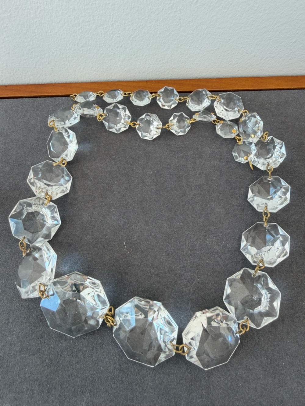 Vintage Huge Faceted Clear Crystal Necklace